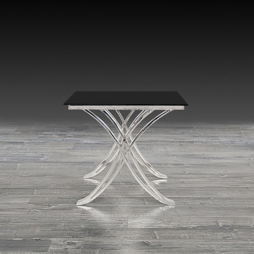 RMGFineImports Glass Top Cross Legs End Table Wayfair